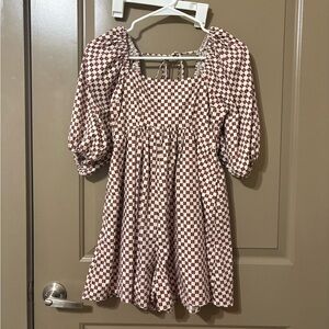 brown/white ruffle romper